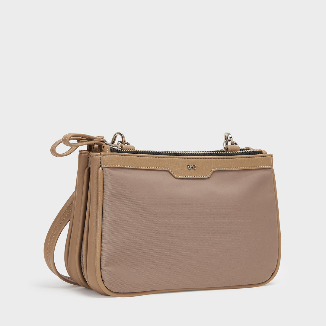 AMSTERDAM SATEEN NYLON SLING BAG BEIGE