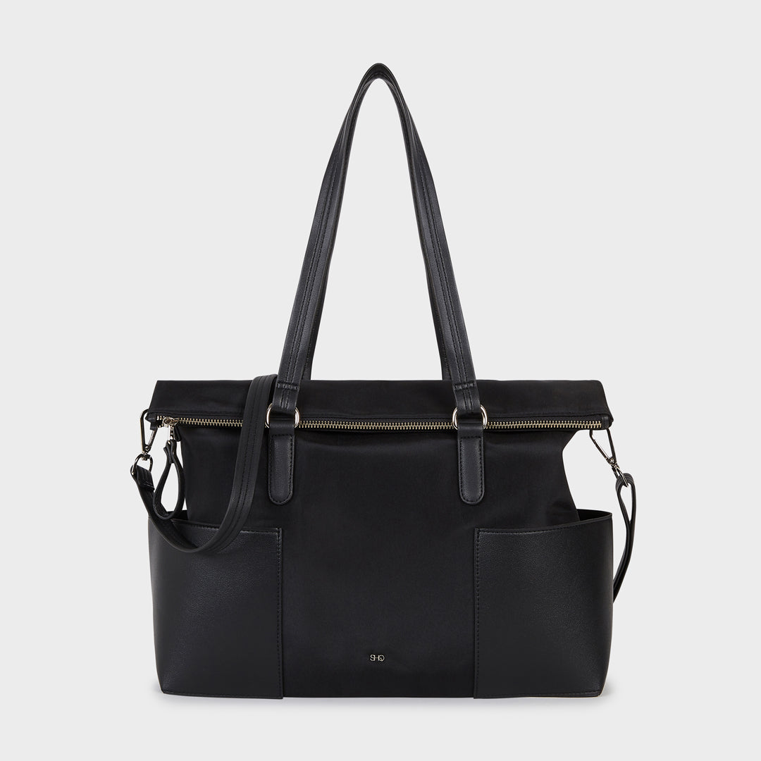 TERRA VEGAN LEATHER SHOULDER BAG BLACK