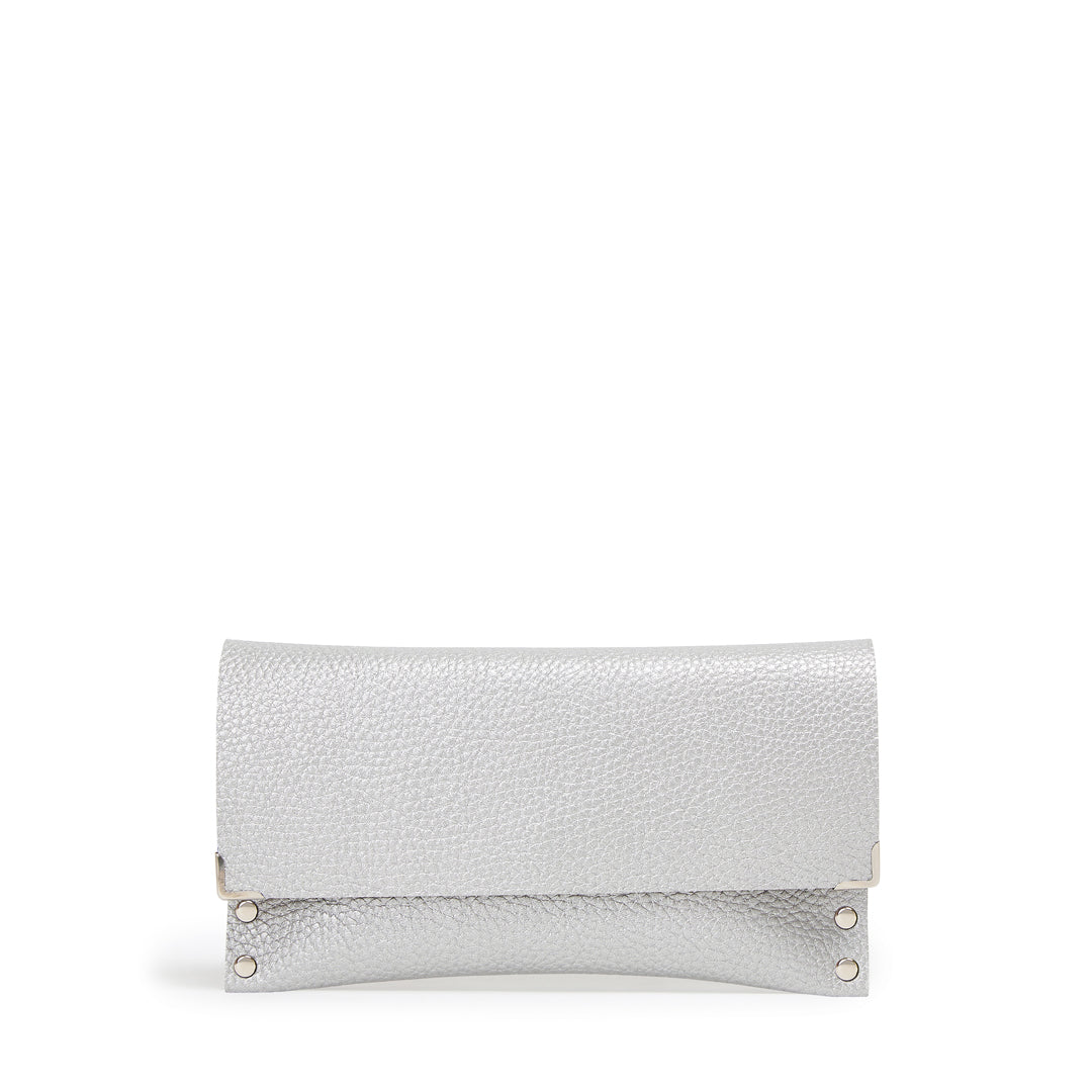 L.A PEBBLED VEGAN LEATHER WALLET SILVER
