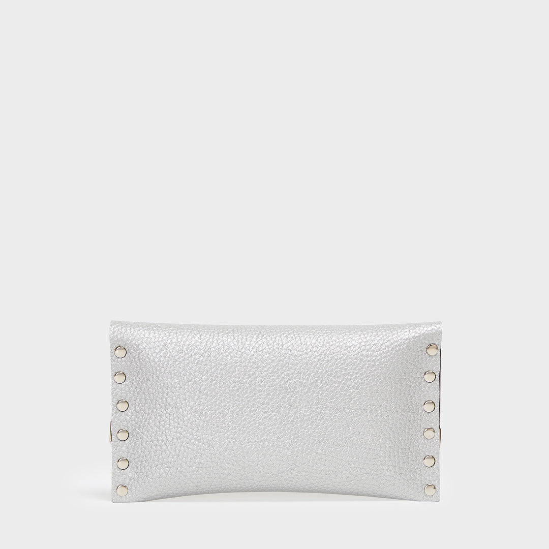 L.A PEBBLED VEGAN LEATHER WALLET SILVER