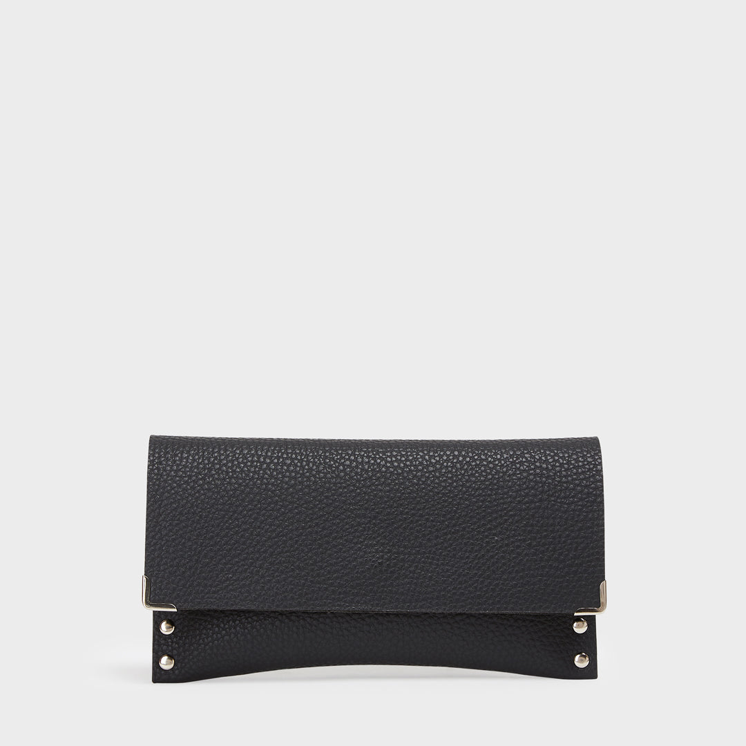 L.A PEBBLED VEGAN LEATHER WALLET BLACK