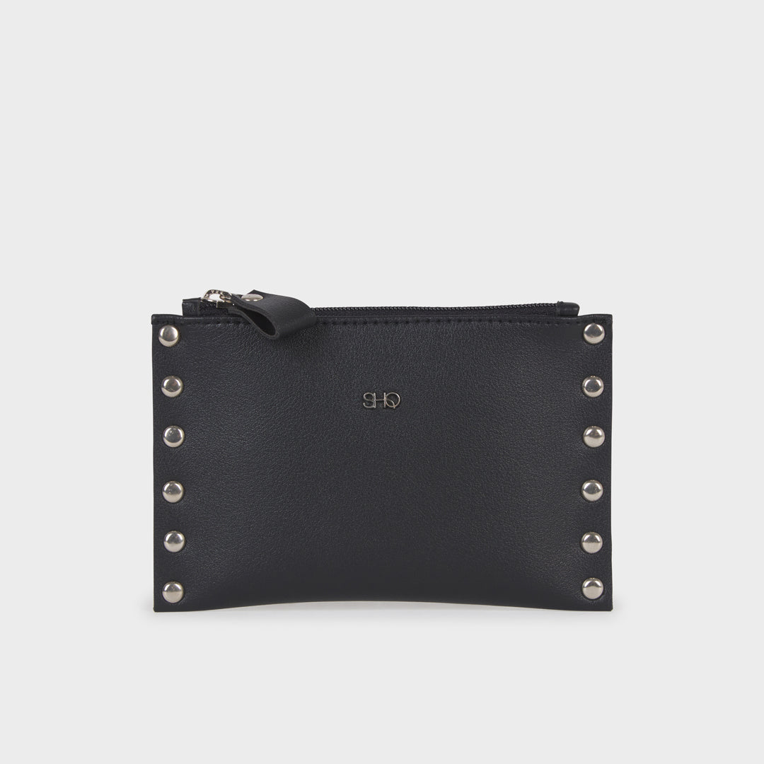 LENA STUDDED COIN & CARD HOLDER BLACK