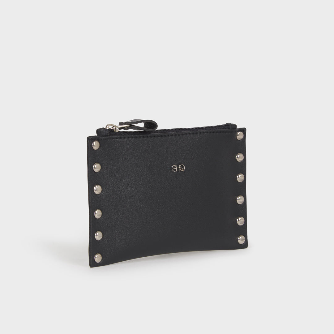 LENA STUDDED COIN & CARD HOLDER BLACK