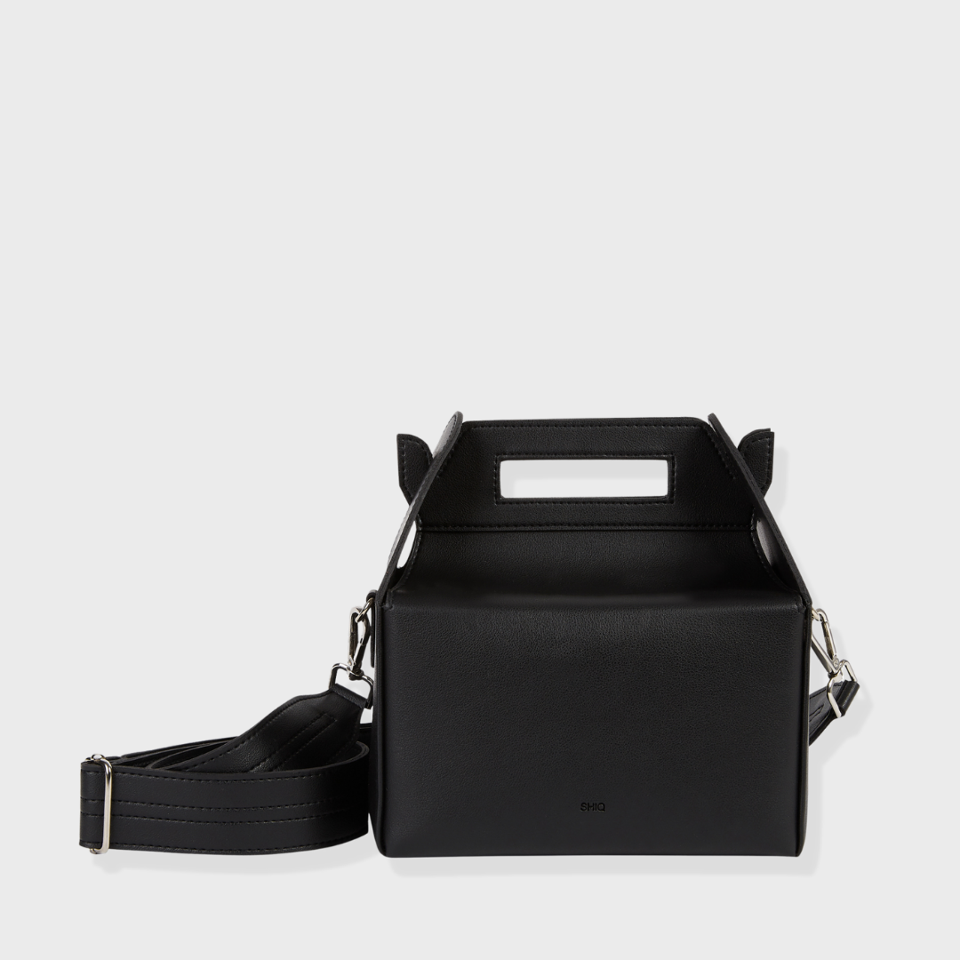 CHELSEA VEGAN LEATHER SLING BAG BLACK