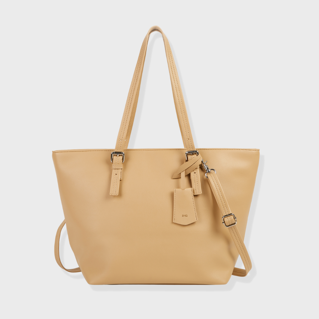 PORTO VEGAN LEATHER SHOULDER BAG BEIGE