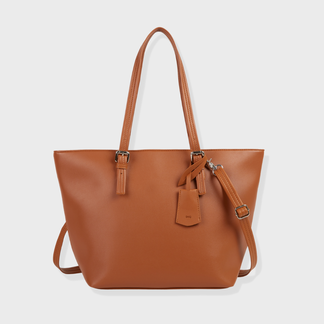 PORTO VEGAN LEATHER SHOULDER BAG TAN