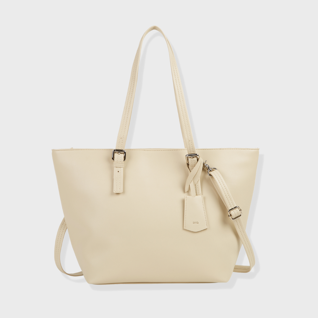 PORTO VEGAN LEATHER SHOULDER BAG CREAM