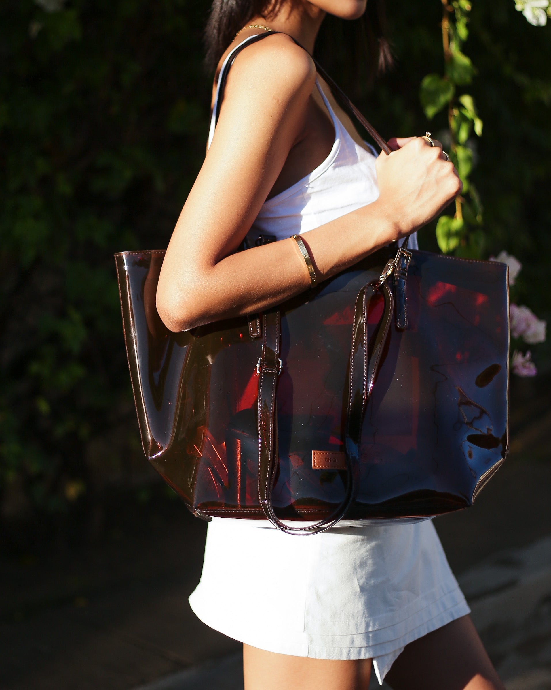 IBIZA PVC SHOULDER BAG AMBER