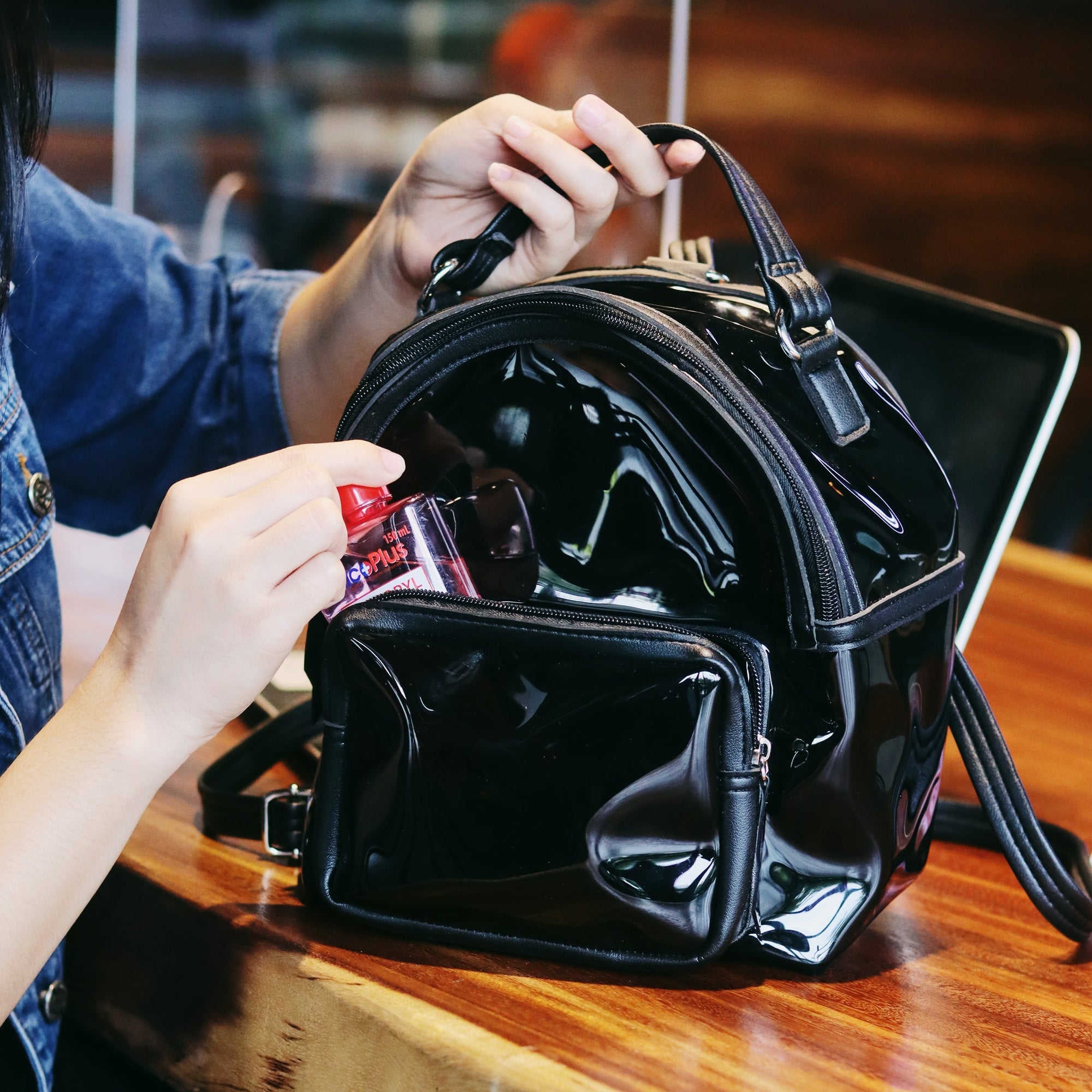 CRYSTAL PVC BACKPACK CHARCOAL